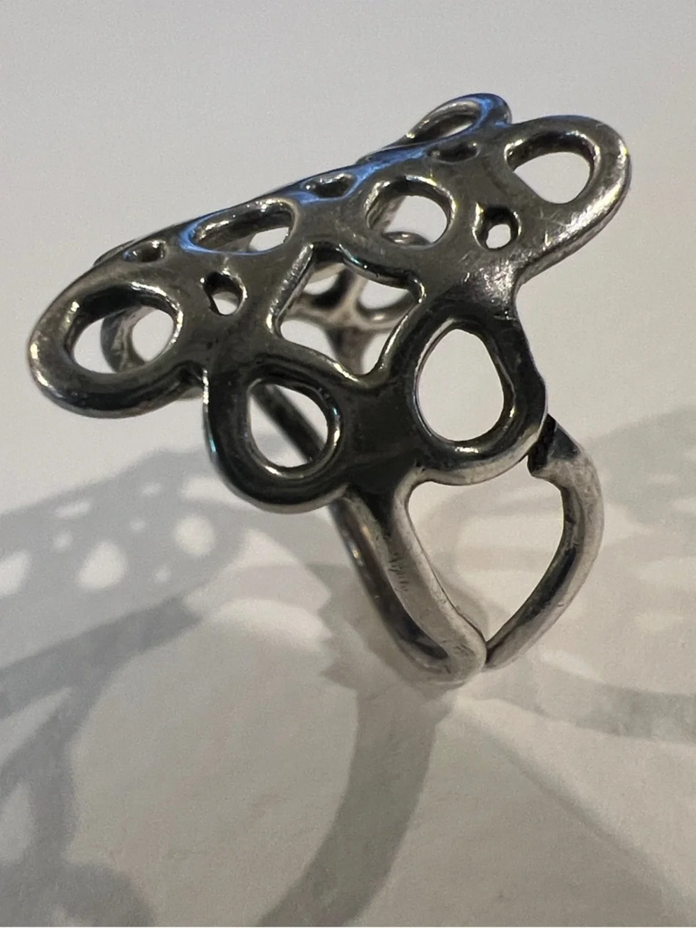 Sterling Silver Openwork / Honeycomb Statement Ring